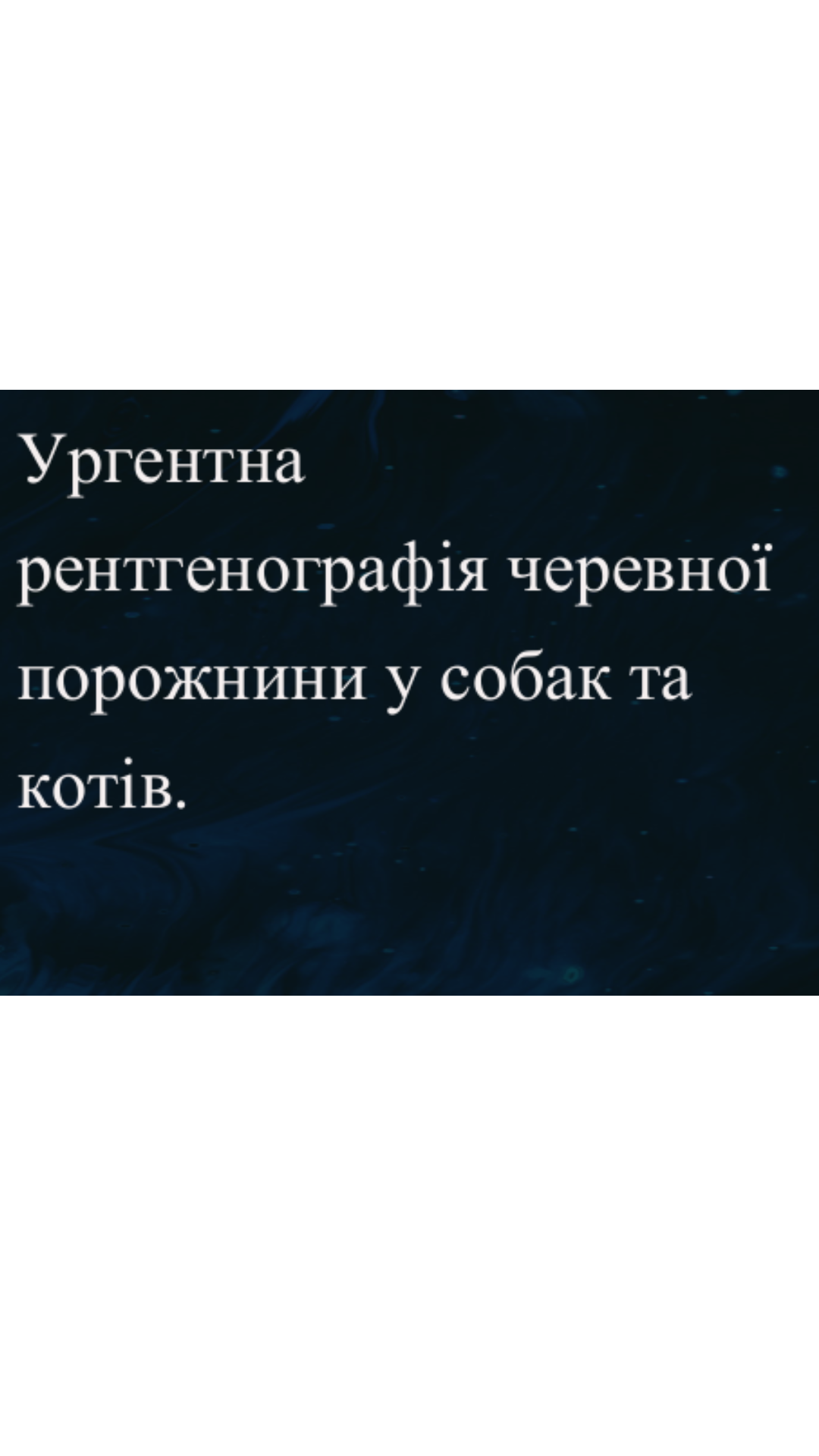 В запису | Ургентна рентгенографія черевної порожнини у собак та котів.